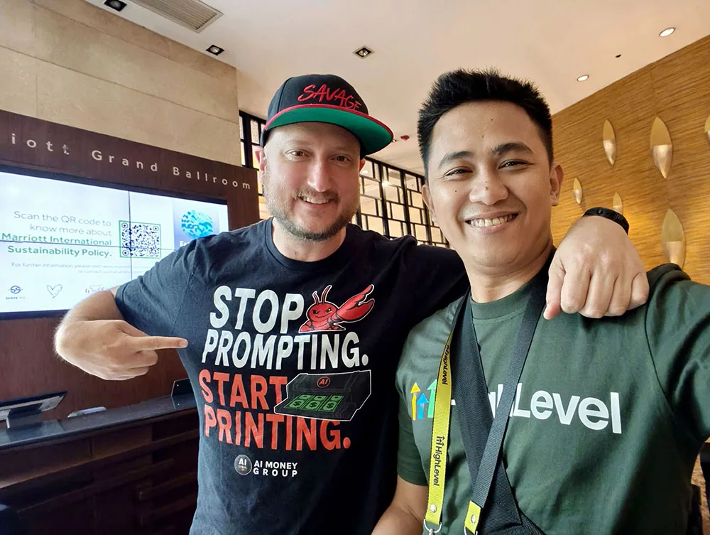 Lemuel Duyag with an AI Money Group specialist at HighLevel LIVE Manila