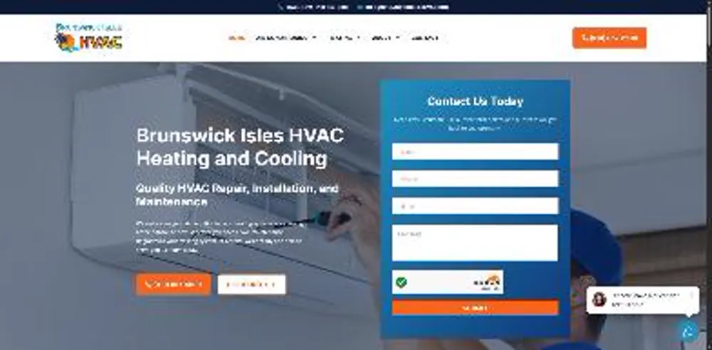 Homepage of Brunswick Isles HVAC, a heating and cooling company in Calabash, North Carolina