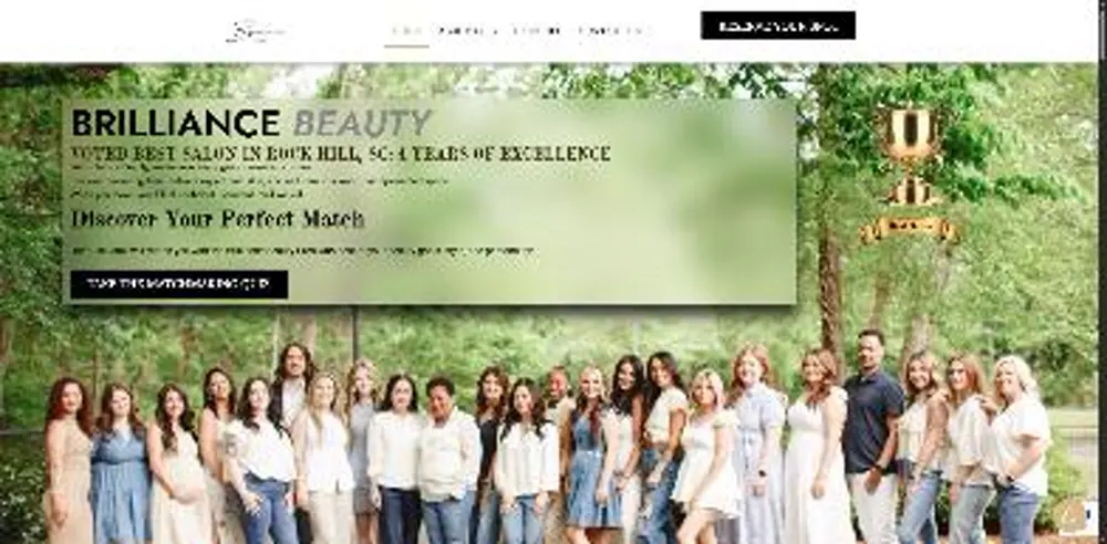 Homepage of Brilliance Beauty, a salon and spa in Rock Hill, South Carolina